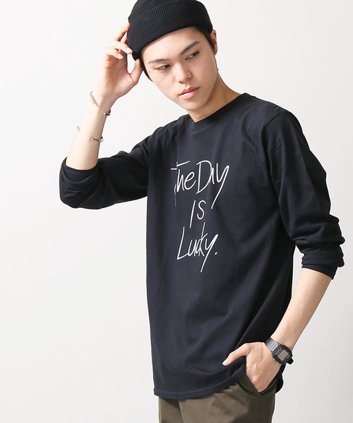 WEGO(ウィゴー)の「WEGO/ペンシルロゴプリントロングTシャツ(Tシャツ/カットソー・メンズ・ホワイト/ブラック・MEDIUM/LARGE)」の2枚目の写真