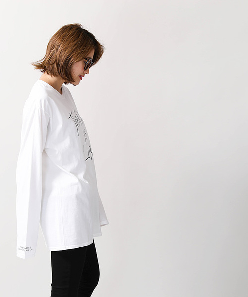 WEGO(ウィゴー)の「WEGO/ペンシルロゴプリントロングTシャツ(Tシャツ/カットソー・メンズ・ホワイト/ブラック・MEDIUM/LARGE)」の12枚目の写真