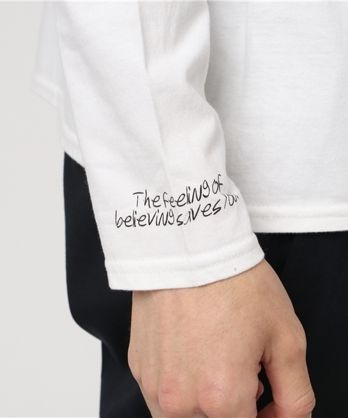 WEGO(ウィゴー)の「WEGO/ペンシルロゴプリントロングTシャツ(Tシャツ/カットソー・メンズ・ホワイト/ブラック・MEDIUM/LARGE)」の7枚目の写真