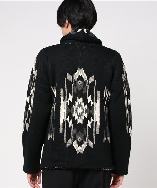 291295=HOMME(ニーキューイチニーキューゴーオム)の「【291295=HOMME】 3GG ショールカラーニット ネイティブジャガード(カーディガン/ボレロ・メンズ・グレー/ブラック・2/3)」の7枚目の写真