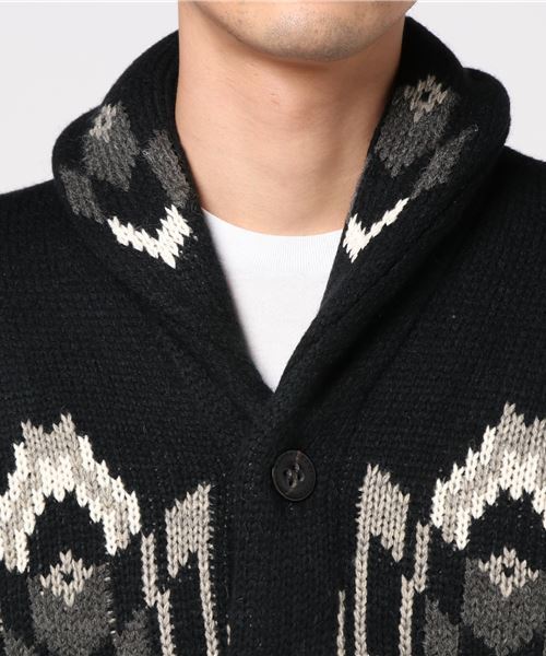 291295=HOMME(ニーキューイチニーキューゴーオム)の「【291295=HOMME】 3GG ショールカラーニット ネイティブジャガード(カーディガン/ボレロ・メンズ・グレー/ブラック・2/3)」の8枚目の写真