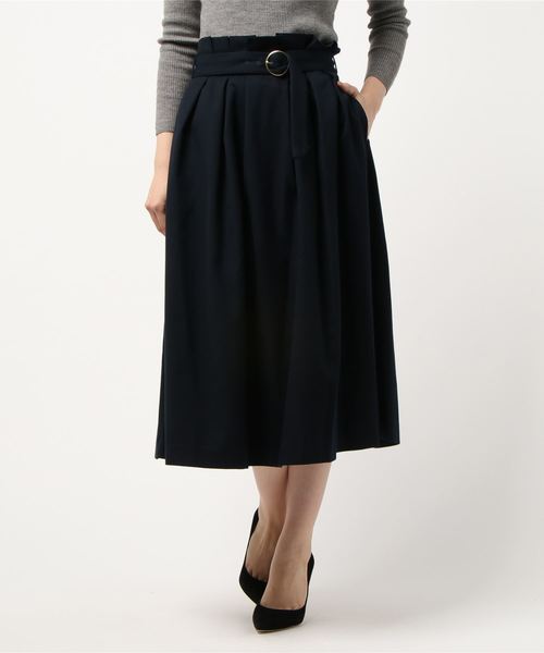 Te chichi（テチチ）の「マルカンベルト使いタックミディスカート（スカート・レディース・プラム/ネイビー/ベージュ/グリーン・MEDIUM/SMALL）」の4枚目の写真