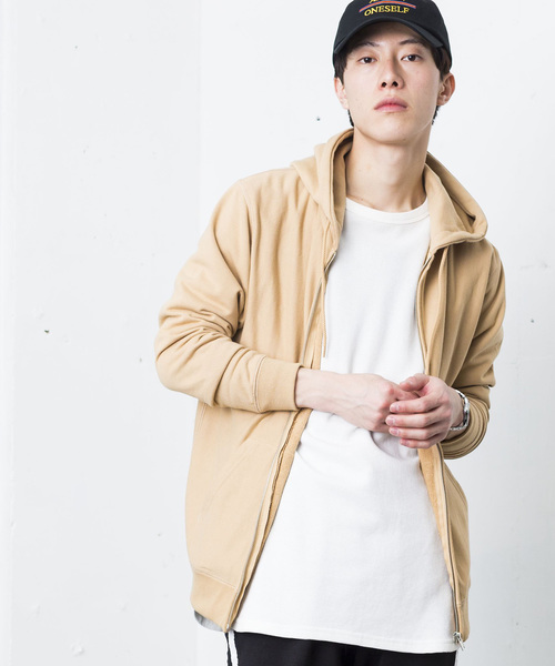 WEGO（ウィゴー）の「WEGO/カラー裏毛ZIPパーカー（パーカー・メンズ・ホワイト/ベージュ/杢グレー/ロイヤルブルー/カーキ/ブラック/レッド/オートミール・MEDIUM/SMALL/LARGE）」の4枚目の写真