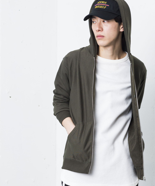 WEGO（ウィゴー）の「WEGO/カラー裏毛ZIPパーカー（パーカー・メンズ・ホワイト/ベージュ/杢グレー/ロイヤルブルー/カーキ/ブラック/レッド/オートミール・MEDIUM/SMALL/LARGE）」の6枚目の写真