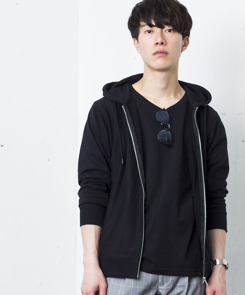 WEGO（ウィゴー）の「WEGO/カラー裏毛ZIPパーカー（パーカー・メンズ・ホワイト/ベージュ/杢グレー/ロイヤルブルー/カーキ/ブラック/レッド/オートミール・MEDIUM/SMALL/LARGE）」の2枚目の写真