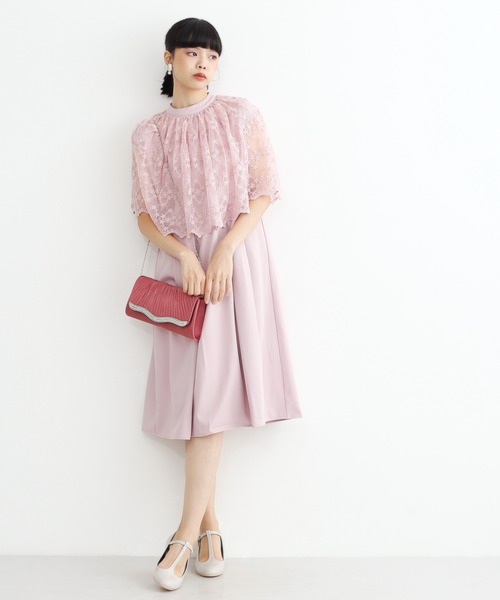 Merlot Plus メルロープリュス の フラワーレースケープワンピース7435 ドレス Wear Merlot Plus メルロープリュス の フラワーレースケープワンピース7435 ドレス Wear