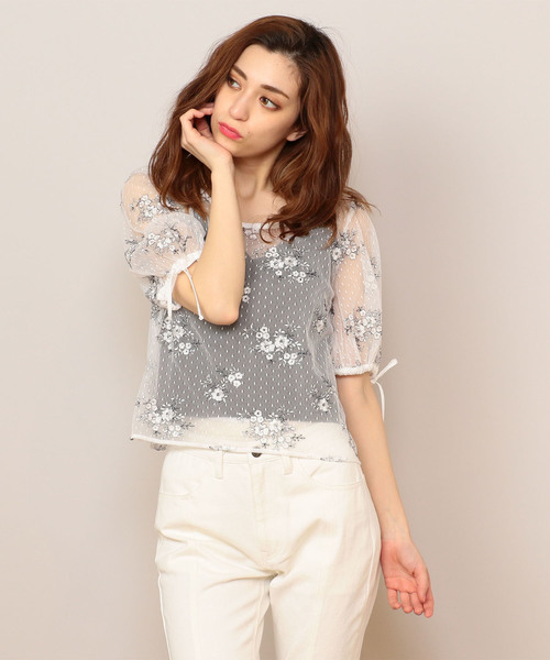 MIIA（ミーア）の「2wayレースブラウス（シャツ/ブラウス・レディース・ネイビー/レッド/オフホワイト/ピンク・FREE）」の2枚目の写真