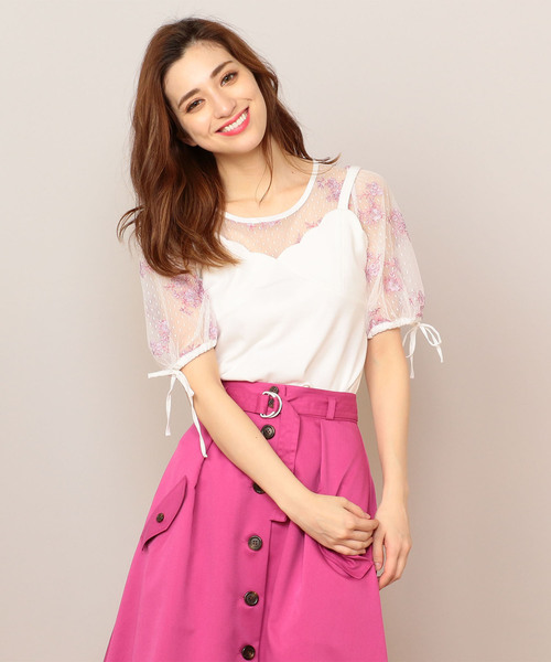 MIIA（ミーア）の「2wayレースブラウス（シャツ/ブラウス・レディース・ネイビー/レッド/オフホワイト/ピンク・FREE）」の6枚目の写真