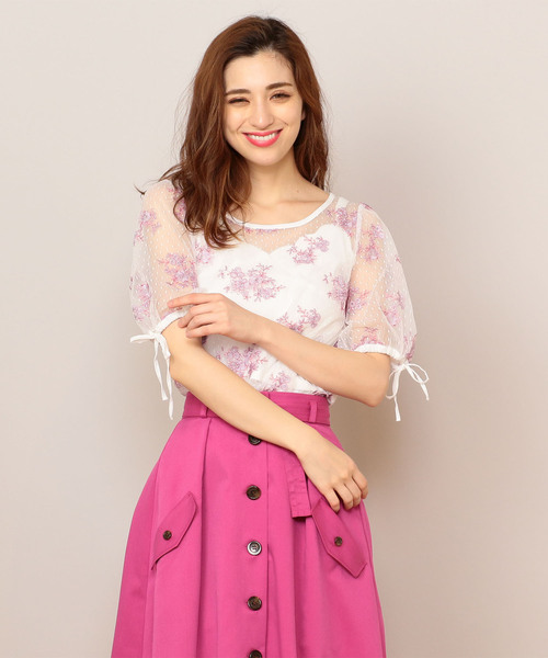 MIIA（ミーア）の「2wayレースブラウス（シャツ/ブラウス・レディース・ネイビー/レッド/オフホワイト/ピンク・FREE）」の13枚目の写真