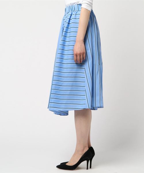 PUNYUS（プニュズ）の「切り替えストライプスカート（スカート・レディース・ライトグレー/イエロー/ブルー・1/2/3/4）」の4枚目の写真