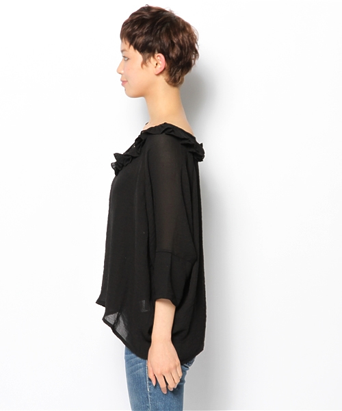 mystic（ミスティック）の「【mystic】 衿フリルVP/O（シャツ/ブラウス・レディース・オフホワイト/ベージュ/パープル/オレンジ/ブラック/ネイビー・ﾌﾘ-）」の13枚目の写真