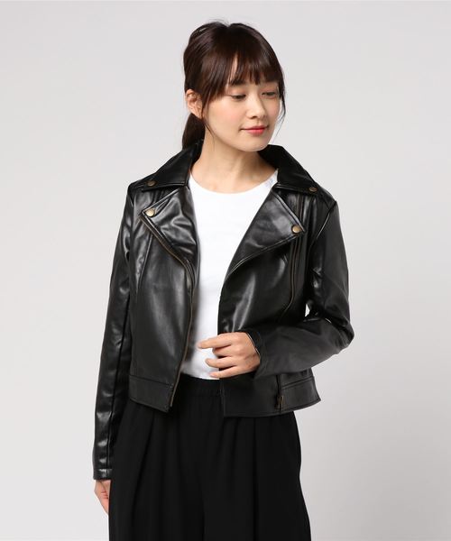 GeeRA(ジーラ)の「フェイクレザーライダースジャケット(ライダースジャケット・レディース・モカ/ブラック・MEDIUM/LARGE/X-LARGE/SMALL)」の8枚目の写真