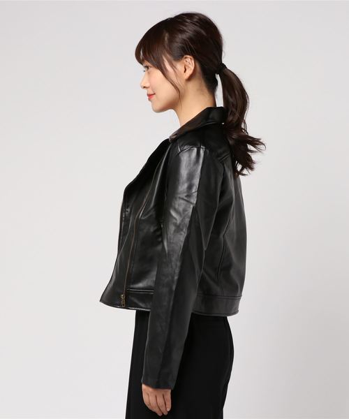 GeeRA(ジーラ)の「フェイクレザーライダースジャケット(ライダースジャケット・レディース・モカ/ブラック・MEDIUM/LARGE/X-LARGE/SMALL)」の3枚目の写真