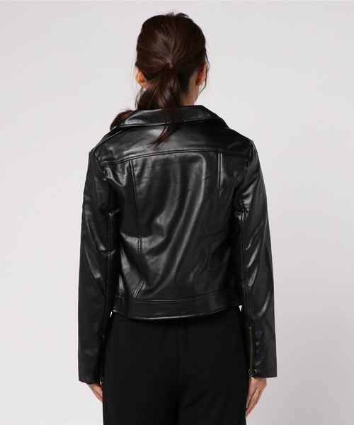 GeeRA(ジーラ)の「フェイクレザーライダースジャケット(ライダースジャケット・レディース・モカ/ブラック・MEDIUM/LARGE/X-LARGE/SMALL)」の4枚目の写真