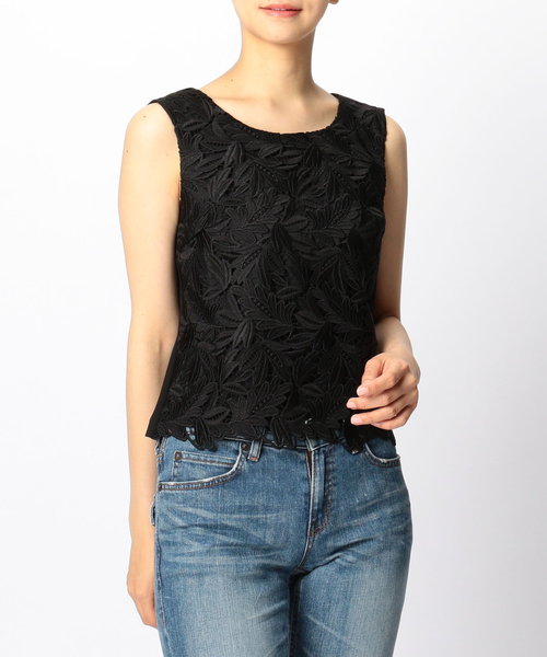 NARACAMICIE(ナラカミーチェ)の「【セットアップ対応】リーフケミカルレースノースリーブブラウス(シャツ/ブラウス・レディース・ブラック・MEDIUM/SMALL/LARGE)」の3枚目の写真