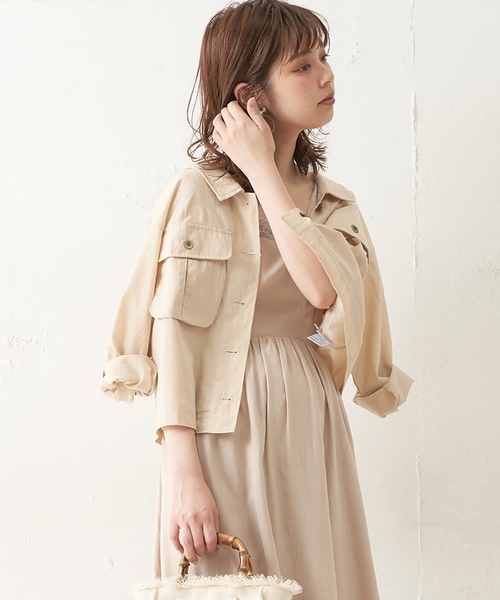 natural couture（ナチュラルクチュール）の「後ろレースアップミリタリーシャツブルゾン（ブルゾン・レディース・ベージュ/カーキ/ライトベージュ・FREE）」の10枚目の写真