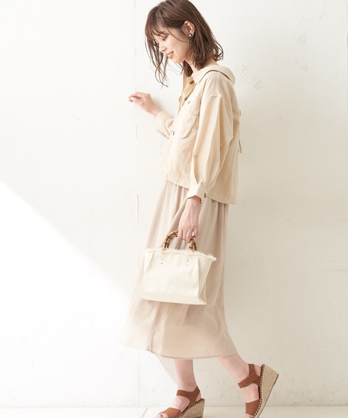 natural couture（ナチュラルクチュール）の「後ろレースアップミリタリーシャツブルゾン（ブルゾン・レディース・ベージュ/カーキ/ライトベージュ・FREE）」の11枚目の写真