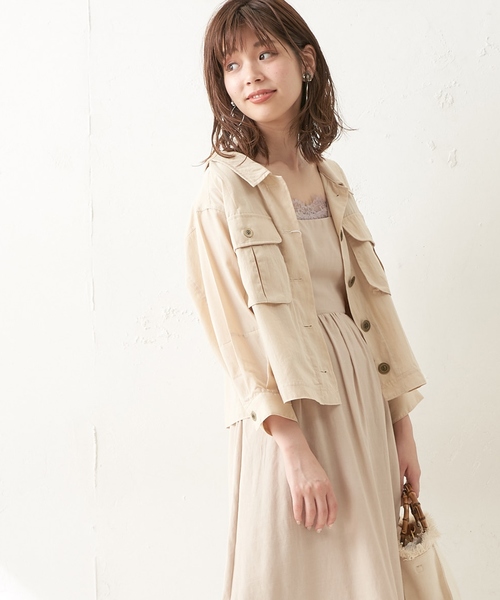 natural couture（ナチュラルクチュール）の「後ろレースアップミリタリーシャツブルゾン（ブルゾン・レディース・ベージュ/カーキ/ライトベージュ・FREE）」の12枚目の写真