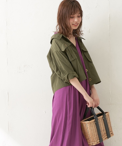 natural couture（ナチュラルクチュール）の「後ろレースアップミリタリーシャツブルゾン（ブルゾン・レディース・ベージュ/カーキ/ライトベージュ・FREE）」の15枚目の写真