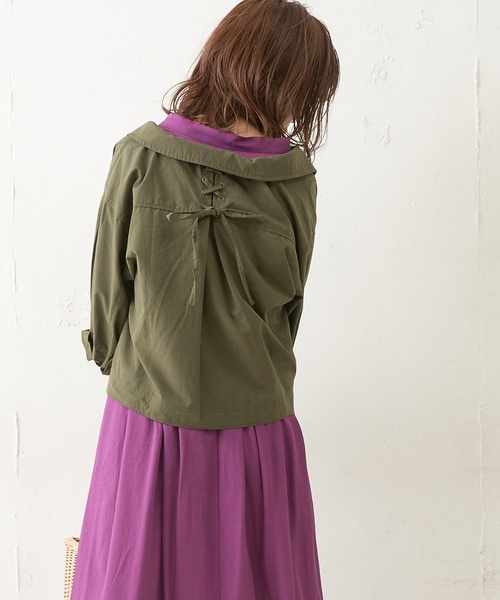 natural couture（ナチュラルクチュール）の「後ろレースアップミリタリーシャツブルゾン（ブルゾン・レディース・ベージュ/カーキ/ライトベージュ・FREE）」の17枚目の写真