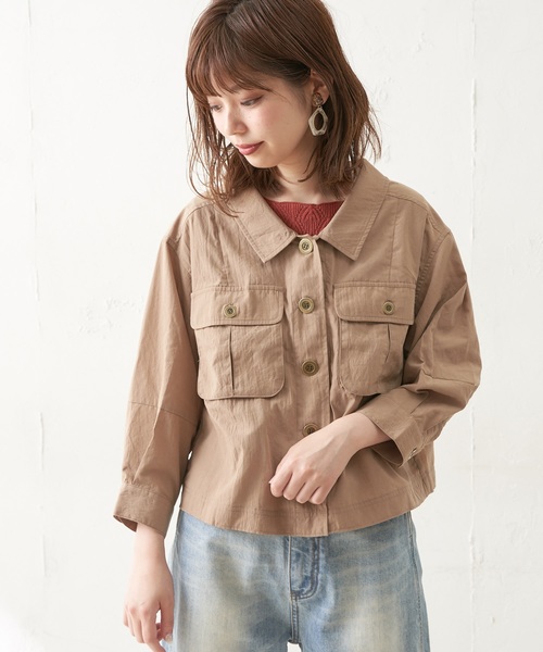 natural couture（ナチュラルクチュール）の「後ろレースアップミリタリーシャツブルゾン（ブルゾン・レディース・ベージュ/カーキ/ライトベージュ・FREE）」の18枚目の写真