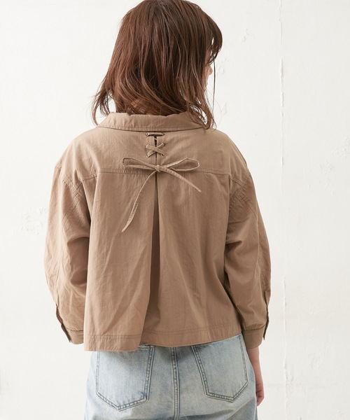 natural couture（ナチュラルクチュール）の「後ろレースアップミリタリーシャツブルゾン（ブルゾン・レディース・ベージュ/カーキ/ライトベージュ・FREE）」の20枚目の写真