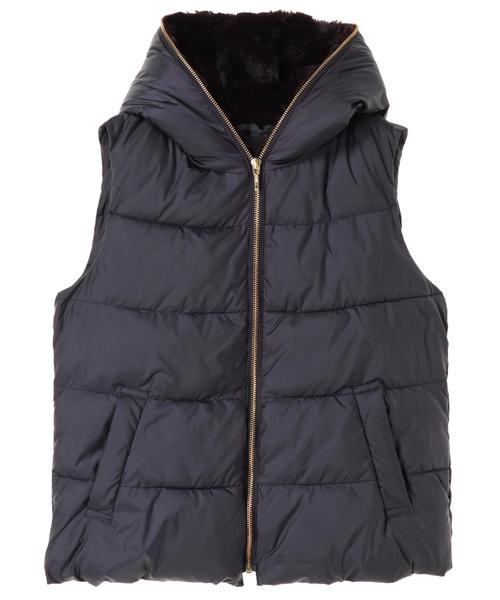 YECCA VECCA(イェッカヴェッカ)の「・フードエコファーベスト(ベスト・レディース・ネイビー/キャメル・FREE)」の3枚目の写真