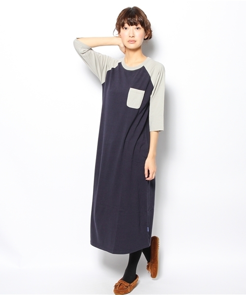 BEAMS BOY（ビームスボーイ）の「△BEAMS BOY / ポケット ラグラン3/4 **（ワンピース・レディース・ライトグレー/ワイン・ONE SIZE）」の13枚目の写真