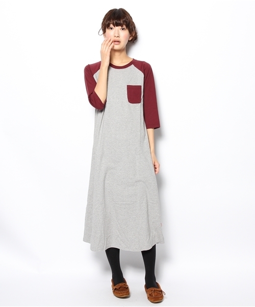 BEAMS BOY（ビームスボーイ）の「△BEAMS BOY / ポケット ラグラン3/4 **（ワンピース・レディース・ライトグレー/ワイン・ONE SIZE）」の14枚目の写真