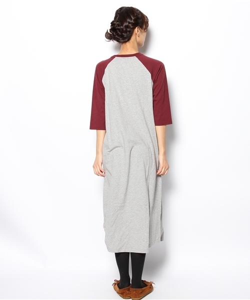 BEAMS BOY（ビームスボーイ）の「△BEAMS BOY / ポケット ラグラン3/4 **（ワンピース・レディース・ライトグレー/ワイン・ONE SIZE）」の5枚目の写真