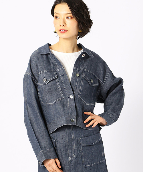 COMME CA ISM(コムサイズム)の「《麻デニム》 ビッグ Gジャン(デニムジャケット・レディース・ネイビー・SMALL/MEDIUM/LARGE/X-LARGE)」の2枚目の写真