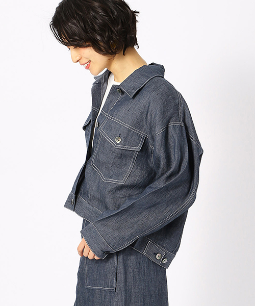 COMME CA ISM(コムサイズム)の「《麻デニム》 ビッグ Gジャン(デニムジャケット・レディース・ネイビー・SMALL/MEDIUM/LARGE/X-LARGE)」の3枚目の写真