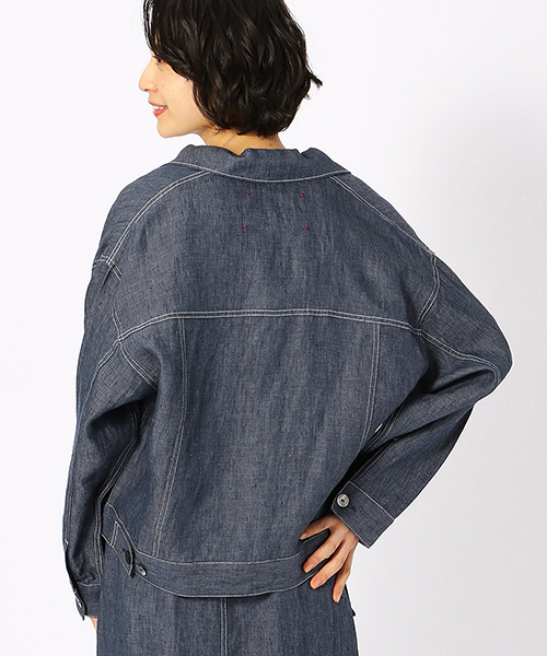 COMME CA ISM(コムサイズム)の「《麻デニム》 ビッグ Gジャン(デニムジャケット・レディース・ネイビー・SMALL/MEDIUM/LARGE/X-LARGE)」の4枚目の写真