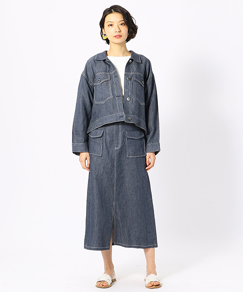 COMME CA ISM(コムサイズム)の「《麻デニム》 ビッグ Gジャン(デニムジャケット・レディース・ネイビー・SMALL/MEDIUM/LARGE/X-LARGE)」の5枚目の写真