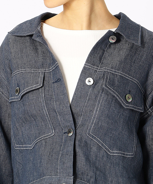 COMME CA ISM(コムサイズム)の「《麻デニム》 ビッグ Gジャン(デニムジャケット・レディース・ネイビー・SMALL/MEDIUM/LARGE/X-LARGE)」の6枚目の写真
