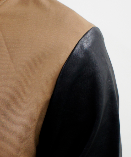 CIAOPANIC（チャオパニック）の「【TOOL FOR Ciaopanic】TR/PU LEATHER 切り替えスタジャン（スタジャン・メンズ・チャコールグレー/ネイビー/キャメル・MEDIUM/LARGE/SMALL）」の9枚目の写真