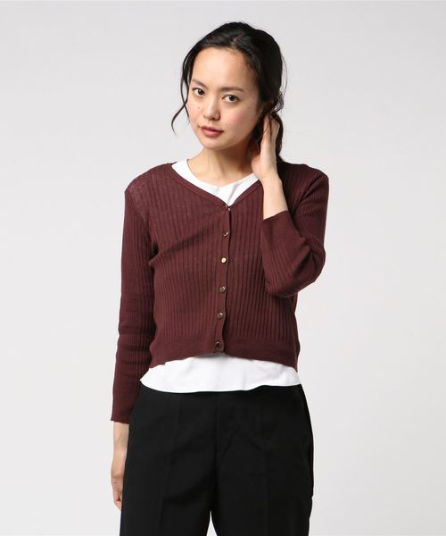 12Twelve Agenda（トゥエルブ　アジェンダ）の「UVリブショートニットカーディガン（カーディガン/ボレロ・レディース・ブラック/パープル/ネイビー/ブラウン/オフホワイト/ラベンダー・M）」の4枚目の写真