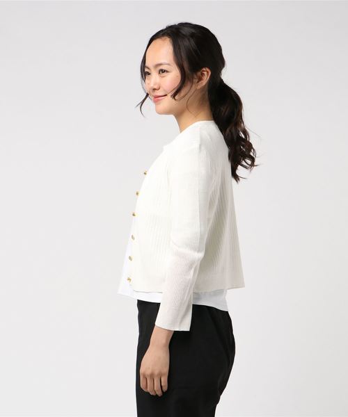 12Twelve Agenda（トゥエルブ　アジェンダ）の「UVリブショートニットカーディガン（カーディガン/ボレロ・レディース・ブラック/パープル/ネイビー/ブラウン/オフホワイト/ラベンダー・M）」の12枚目の写真