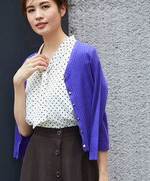 UVリブショートニットカーディガン