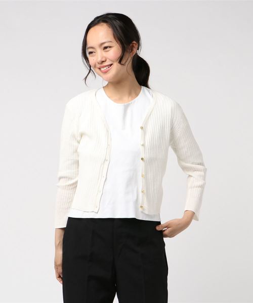 12Twelve Agenda（トゥエルブ　アジェンダ）の「UVリブショートニットカーディガン（カーディガン/ボレロ・レディース・ブラック/パープル/ネイビー/ブラウン/オフホワイト/ラベンダー・M）」の19枚目の写真