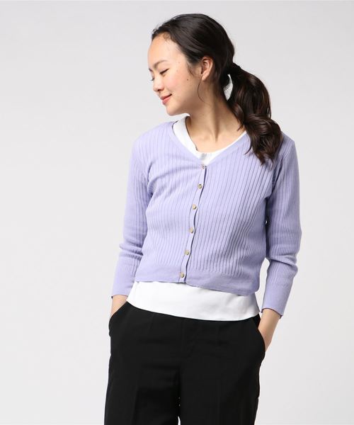 12Twelve Agenda（トゥエルブ　アジェンダ）の「UVリブショートニットカーディガン（カーディガン/ボレロ・レディース・ブラック/パープル/ネイビー/ブラウン/オフホワイト/ラベンダー・M）」の16枚目の写真