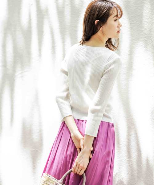 12Twelve Agenda（トゥエルブ　アジェンダ）の「UVリブショートニットカーディガン（カーディガン/ボレロ・レディース・ブラック/パープル/ネイビー/ブラウン/オフホワイト/ラベンダー・M）」の10枚目の写真