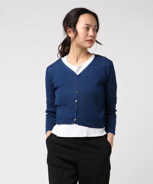 12Twelve Agenda（トゥエルブ　アジェンダ）の「UVリブショートニットカーディガン（カーディガン/ボレロ・レディース・ブラック/パープル/ネイビー/ブラウン/オフホワイト/ラベンダー・M）」の18枚目の写真