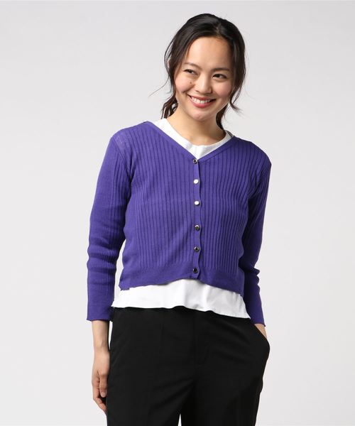 12Twelve Agenda（トゥエルブ　アジェンダ）の「UVリブショートニットカーディガン（カーディガン/ボレロ・レディース・ブラック/パープル/ネイビー/ブラウン/オフホワイト/ラベンダー・M）」の15枚目の写真