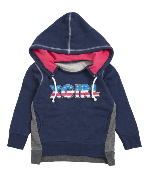 X-girl Stages（エックスガールステージス）の「SWEAT HOODIE OLD GLORY (2T・3T)/ パーカー（パーカー・キッズ・チャコールグレー/レッド/ネイビー・2T/3T）」の2枚目の写真