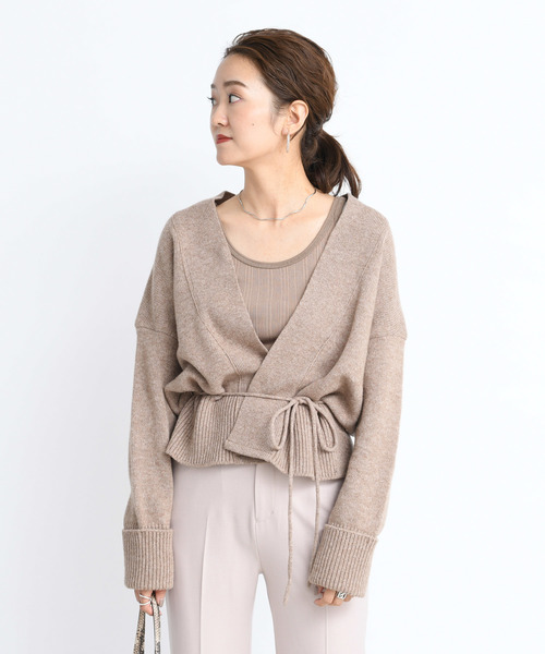 DouDou（ドゥドゥ）の「紐ベルト付カーディガン（カーディガン/ボレロ・レディース・ベージュ/ブラウン/オフホワイト・FREE）」の10枚目の写真