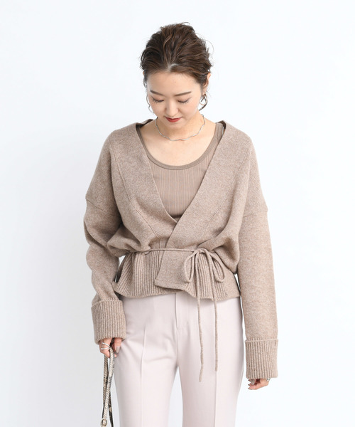 DouDou（ドゥドゥ）の「紐ベルト付カーディガン（カーディガン/ボレロ・レディース・ベージュ/ブラウン/オフホワイト・FREE）」の11枚目の写真