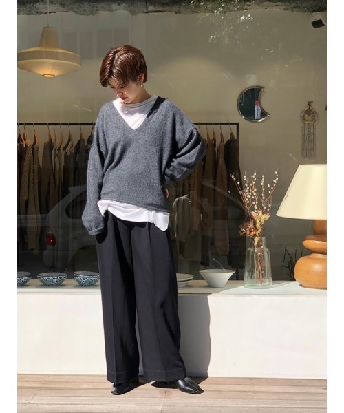 TODAYFUL（トゥデイフル）の「ソフトラクーンニット（ニット/セーター・レディース・チャコールグレー/モカ・FREE）」の3枚目の写真