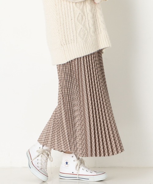 archives（アルシーヴ）の「チェックプリーツロングスカート（スカート・レディース・ブラック/グレー/モカ・MEDIUM）」の3枚目の写真