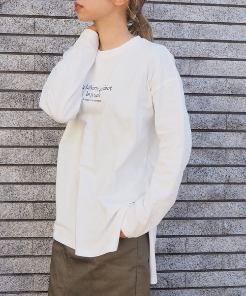 tiptop(ティップトップ)の「2020SS <pocket>【Web限定アイテム】クルーネックロゴロンT(Tシャツ/カットソー・レディース・ブラック/オフホワイト/アイボリー・FREE)」の7枚目の写真